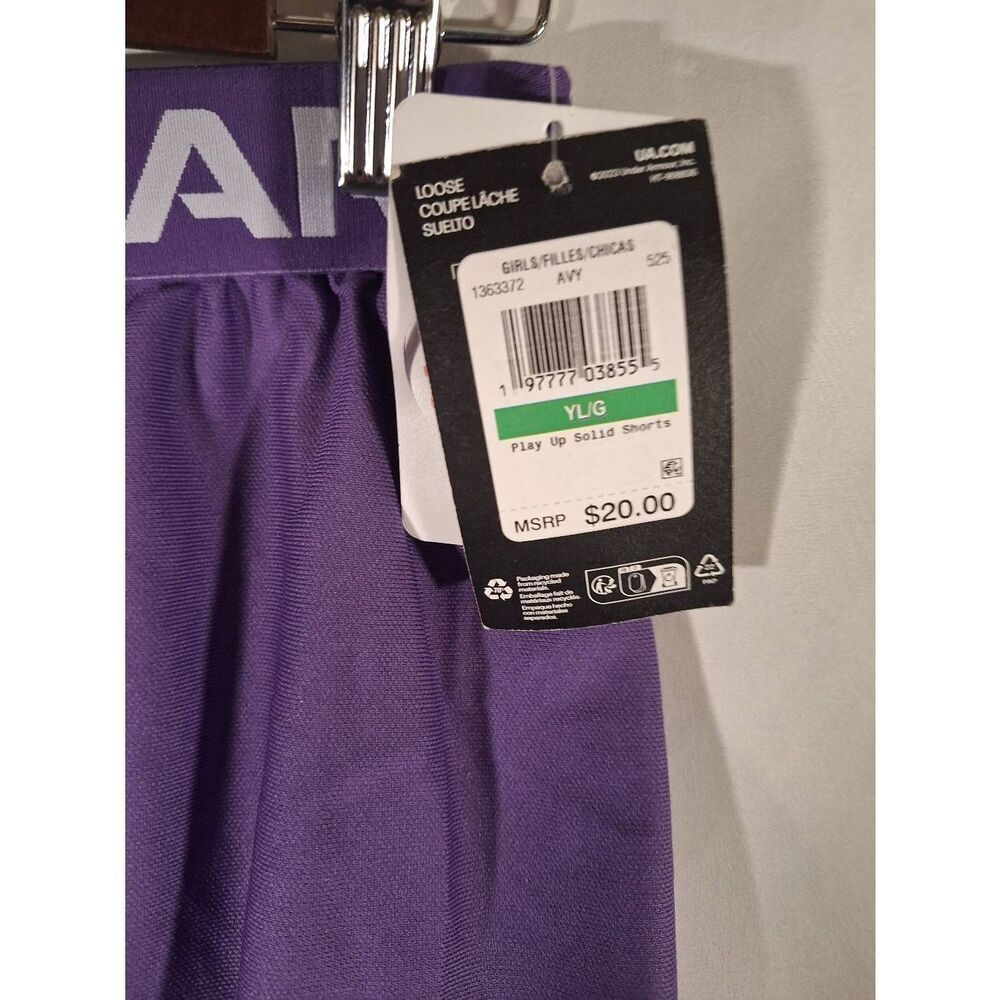 Under Armour Girls Play Up Solid Purple Shorts Size Youth Large New with tags - Picture 3 of 4